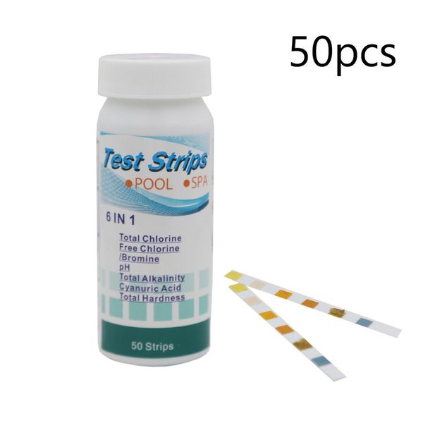 

50pcs 6-in-1 swimming pool test paper residual chlorine ph value alkalinity hardness test strip a bottle of 50