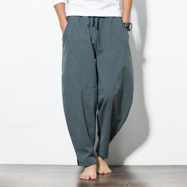 

autumn plus size hip hop harem pants men casual loose trousers drawstring joggers black m-5xl