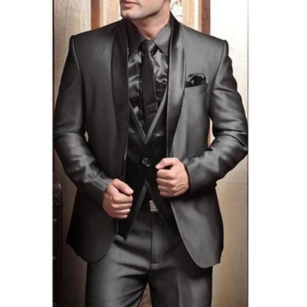 Acheter Tuxedos De Mariage Costumes Pour Hommes Moderne Meilleur Homme Costume Gris Formel Costume Marié Tuxedo Mens Suit Veste Pantalon Cravate