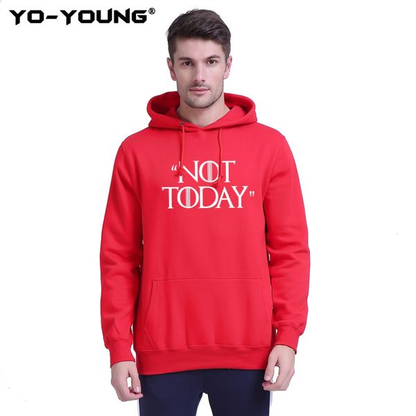 

yo-young men hoodies sweatshirts letters design "not today" streetwear moletom masculino, Black