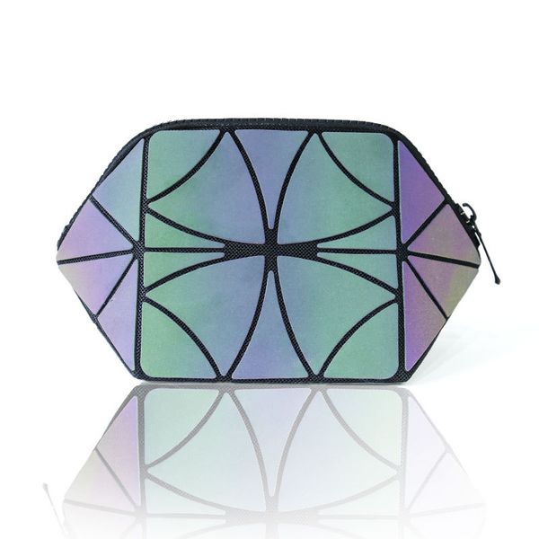 

geometric diamond laser cosmetic bags for women luminous discoloration irregular handbags makeup bags pu folding storage bag