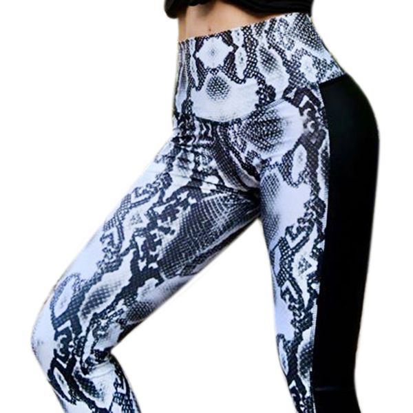 

women snake printed leggings black hips pleated push up fitness leggings pu leather workout