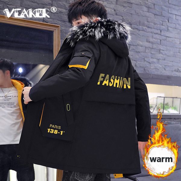 

new winter man's thicken jackets cashmere cotton warm hooded jacket fleece fashion streetwear autumn long coat black clothes 3xl