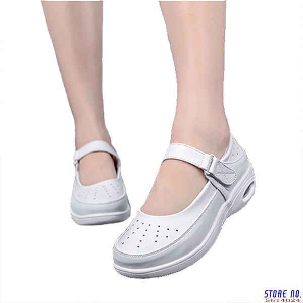 

2020 summer hollow out design casual shoes white wedge heels breathable anti-skid air cushion pregnant women's shes, Black