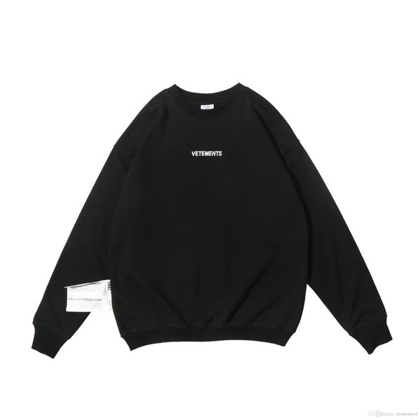 

2020 новый vêtements chest reverse logo толстовка большие промытый сыпучие с длинным рукавом толстовка тройник хз, Black;brown