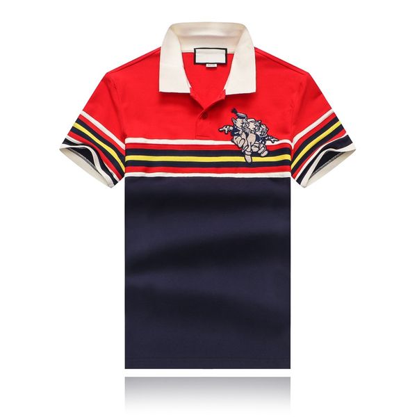 

19SS Summer New Men's Wear Designer T-shirt Front Red Yellow Blue White Striped Lapel Designer Polo T-shirt