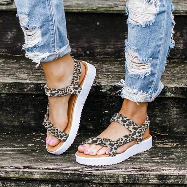 

women leopard sandals flats shoes ladies pu leather zapatos de mujer casual fashion leopard print shoes sandals 2020, Black