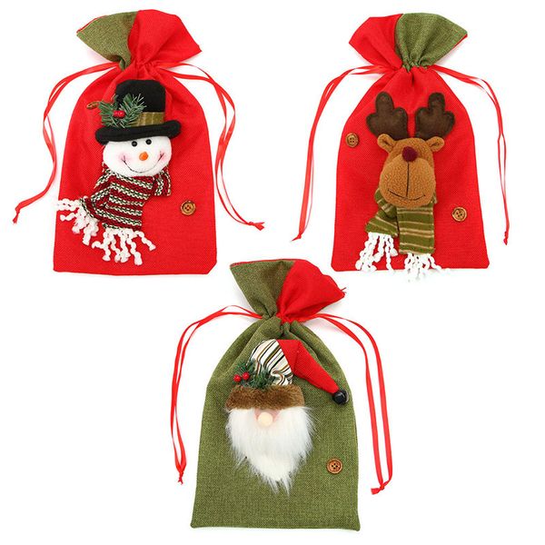 

2018 christmas big bags small plaid santa claus gift bag kids xmas decoration candy bag bauble christmas tree ornaments supplie