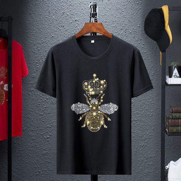 

ready stock - 2020 new men's short sleeve summer fit ice porcelain cotton korean trend diamond t-shirt bee