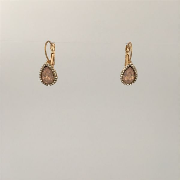 

lovely women earring gold color plating peach tone stone drop earrings for women girl, Silver