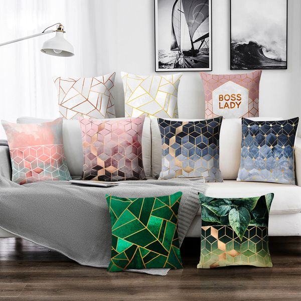 

45*45cm cushion cover decorative home 3d geometric marble pattern throw pillows square cushions for car office waist pillowcase wholesale