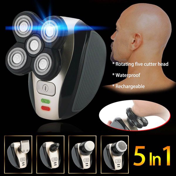 

kemei 5 in 1 electric shaver men nose hair trimmer washable 4d floating blade head shaving beard razor nose hair cutter kit