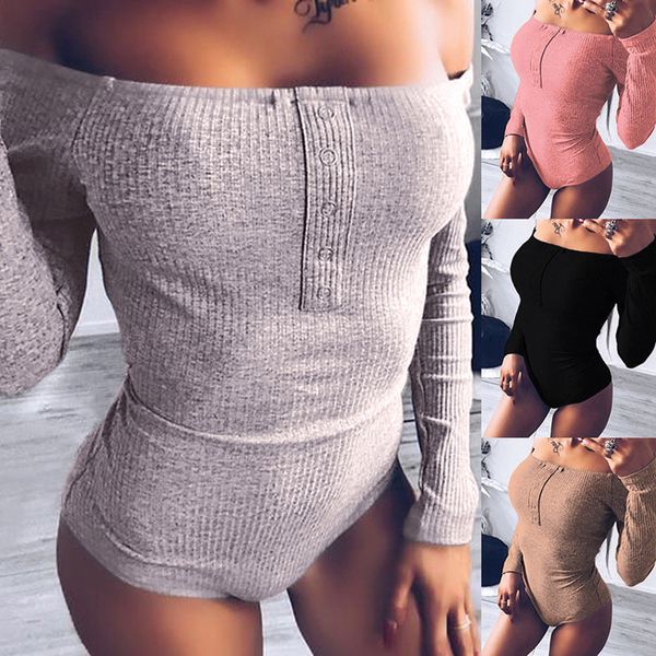 

fashion slash neck long-sleeved tight-fitting jumpsuit women's jumpsuits rompers beach swimsuits rompers women's nightclub short p, Black;white