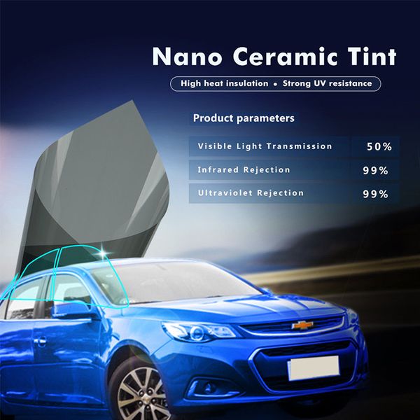 

50cmx152cm uv rejection heat insulation ir100% vlt50% nano ceramic car window film