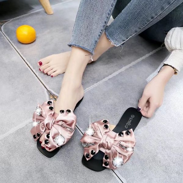 

2019 slippers women slides summer beach sandals rivet casual flats ladies shoes sandals shoes woman slippers flip flops, Black