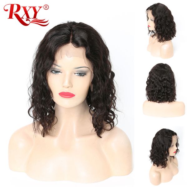 

short human hair wigs natural wave 13x6 lace frontal human hair wigs for black women brazilian curly hair lace wigs, Black;brown
