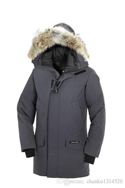 

мужская марка winter толщиной теплая куртка can-langfo-p вниз ветровки большой койот меховой воротник белый гусь вниз верхняя одежда пальто, Black