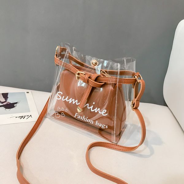 

fashion woman bag 2020 new transparent shoulder bag printing hand composite