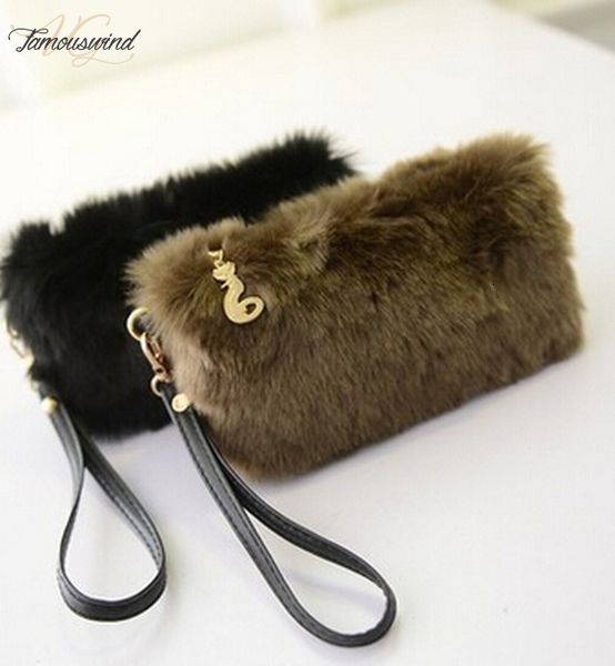 

new autumn and winter plush rabbit holding hand zipper carry zero purse small bag influx of women bag korean mini evening bags