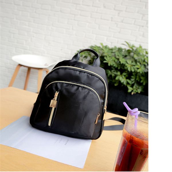 

black backpack fashion women's small travel backpack zipper oxford bag student bag little girl