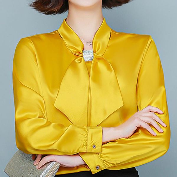 

ladies blouse 2020 bow tie long sleeve shirt chiffon shirt pullover plus size white womens blouses office blouse