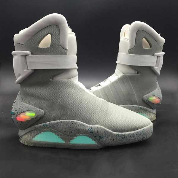 

Authentic air mag back to the future lighting mag ba ketball hoe led light marty mcfly 039 glow in the dark grey boot with yellow bo, Black