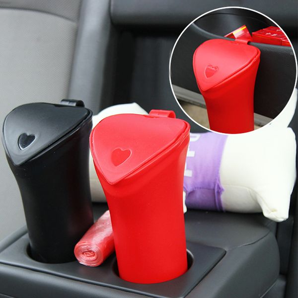 

heart lid practical multifunction trash can garbage storage abs accessories with back clip organizer auto car cup durable