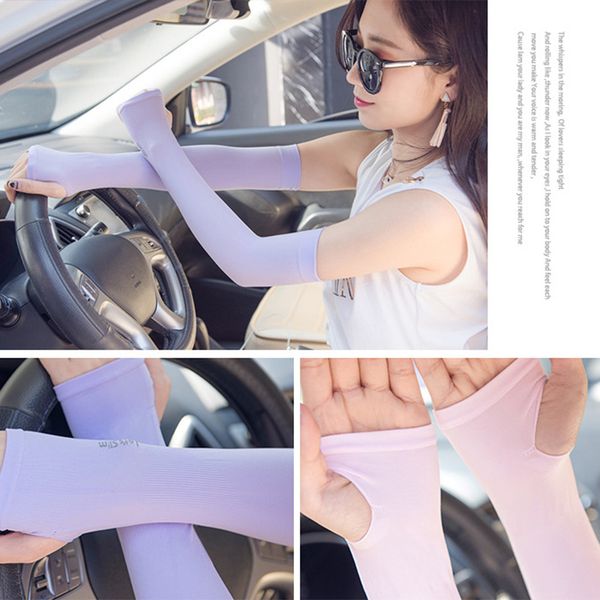 

2 pairs sun uv protection arm cooling sleeve warmers cuffs with thumb holes for outdoor cycling sp99