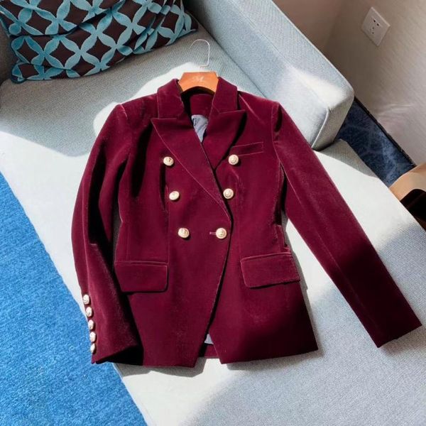 

women's suits & blazers blazer autumn velvet formal work suit jacket slim long sleeve office lady feminino women gold button, White;black