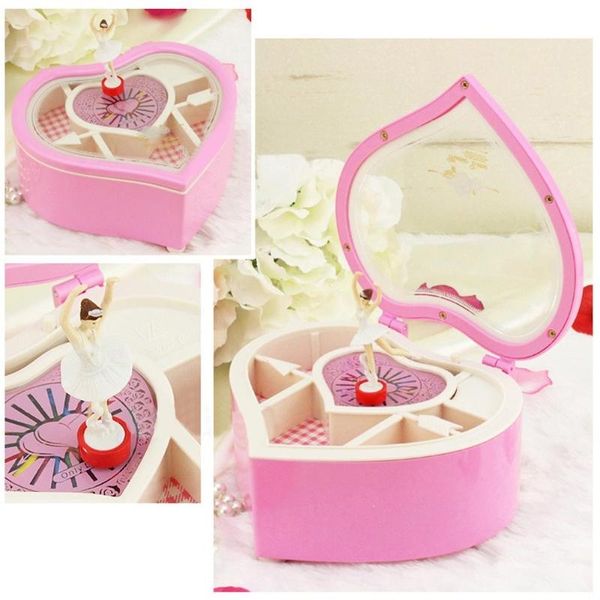 

heart shape танцы балерина music box пластиковые ювелирные box carousel ручной music box механизм подарок для валентина день другое главная
