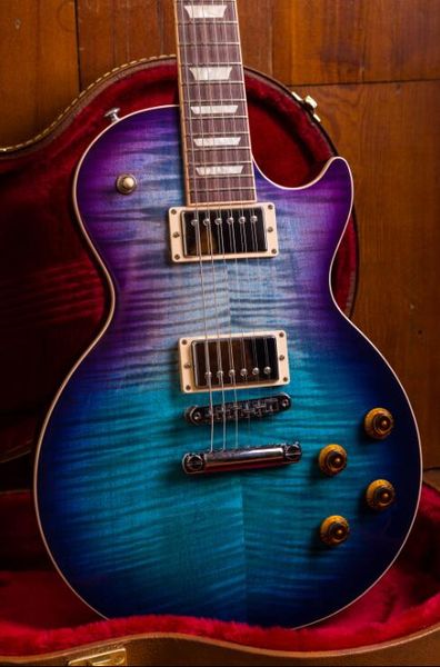 

rare 2019 blueberry burst guitar custom shop mahogany body figured maple asymmetrical one piece neck chrome plating factory outlet