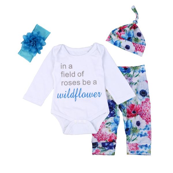 

smartbabyme newborn baby girls clothes 1-4 years long sleeve rompers +headband+long pants outfits kids girl's clothes set, White
