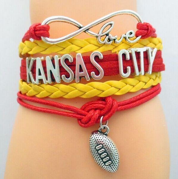 

infinity love kansas city souvenir bracelets charm cheer up for kansas city man and women bracelet, Golden;silver