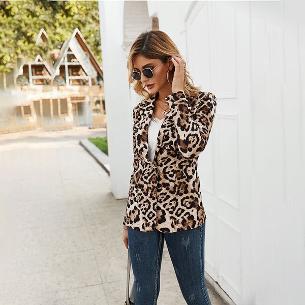

women's suits & blazers women and jackets leopard fashion one button fit mid length blazer feminino, White;black