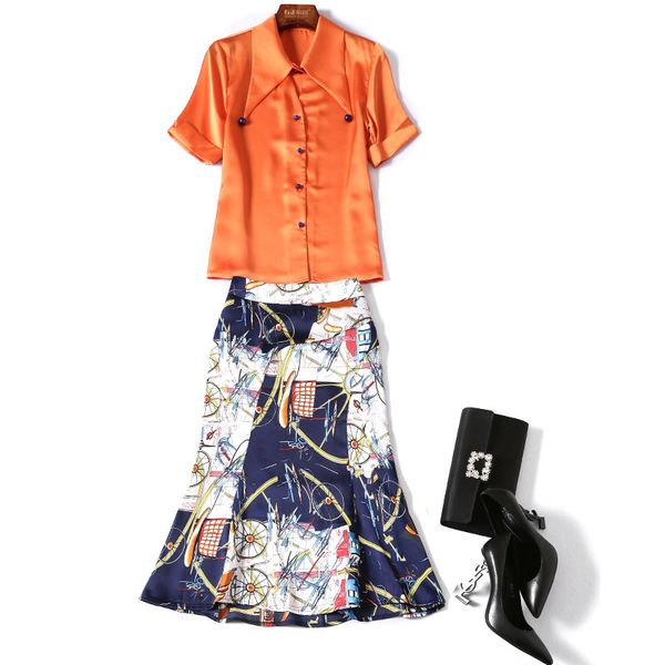 

womens clothing sets two pieces for summer 2020 new elegant office lady outfits short sleeve shirt and skirt matching sets suit, White