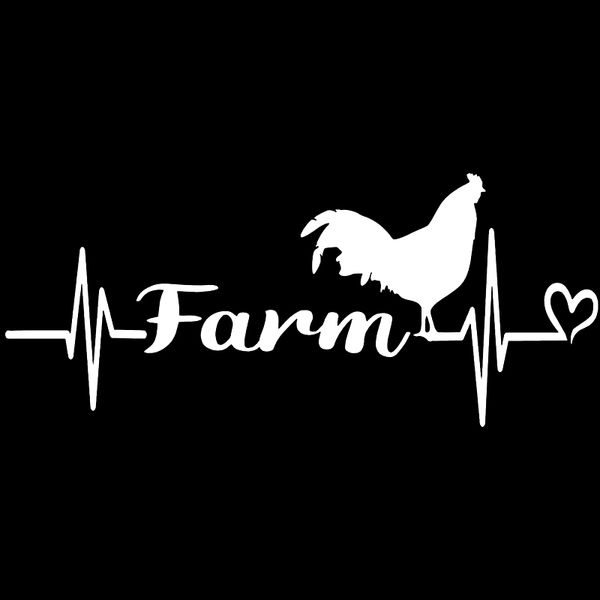 

16*6.8cm Farm Heartbeat Chicken Logo Decal Vinyl Sticker Fashion Personality Creativity Classic Attractive Car Sticker, Color