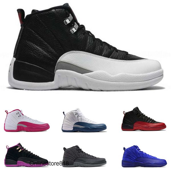 

12 men basketball shoes white the master flu game black gym red 12s taxi playoffs gs french blue cherry sports sneakers eur 41-47