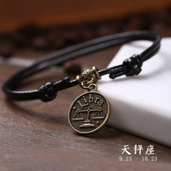 

simple-style mori-style red rope jiao sheng-style black retro anklet anklet twelve constellation anklet mens and womens korean-style, Red;blue