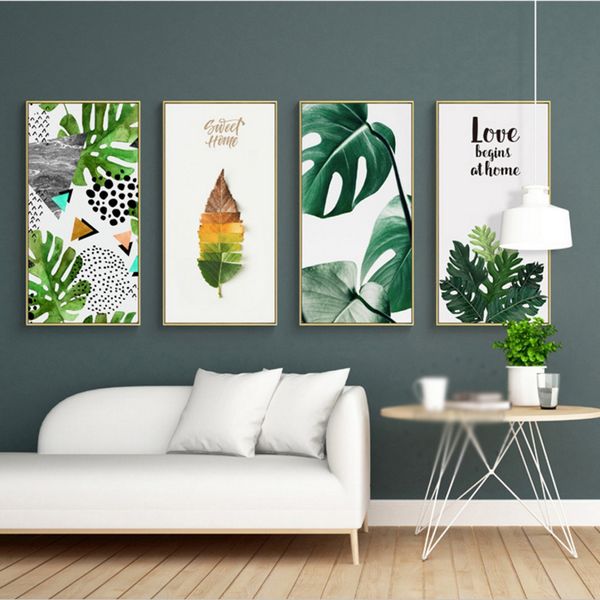 

sure life tropical green leaf nature poster sweet love pictures canvas paintings printing wall art for living room home decor