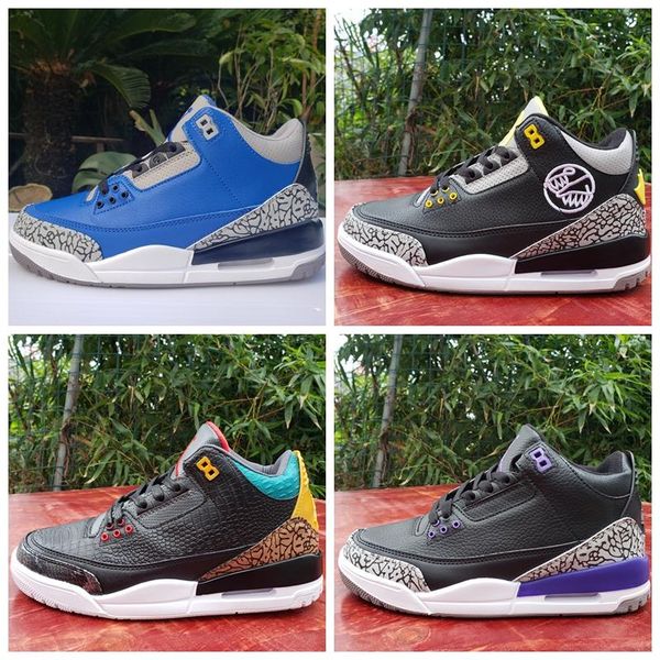 

new arrival 3 varsity royal mens basketball shoes 3s animal 2.0 court purple red cement unc mens trainers sports sneakers size 7-13, White;red