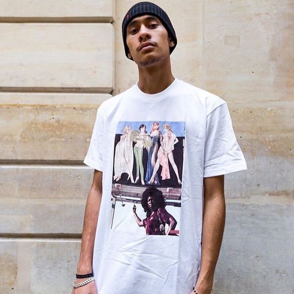 

19fw box logo designer figure p printed t shirt famous brand mens womens streetwear short sleeve hip hop tees for men, White;black