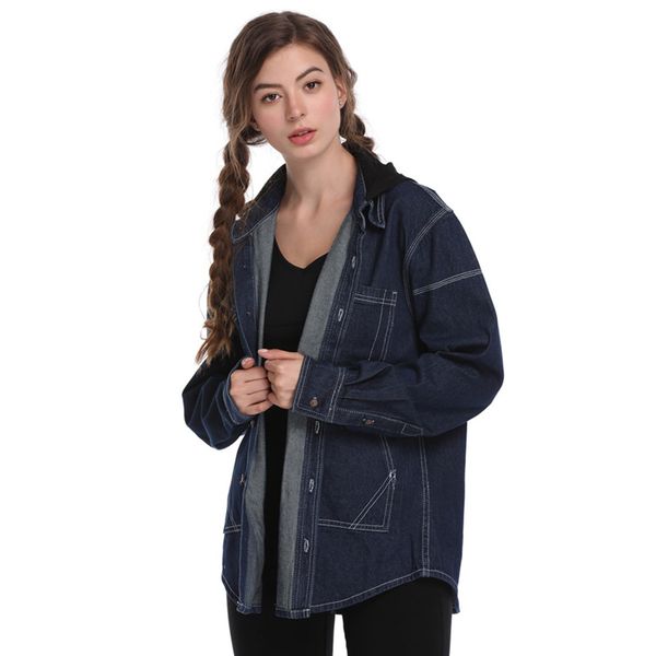 

new fashion casual 2019 spring autumn harajuku female coat splice sports fashionable women denim jacket, Black;brown
