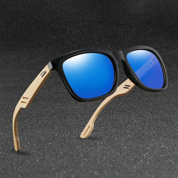 

brand bamboo wood sunglasses men women coating mirror sun glasses vintage square sunglass shades eyewear uv400, White;black