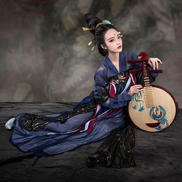 

women hanfu chinese folk dance costume traditional stage wear for singers festival outfit oriental performance clothing dc1809, Black;red