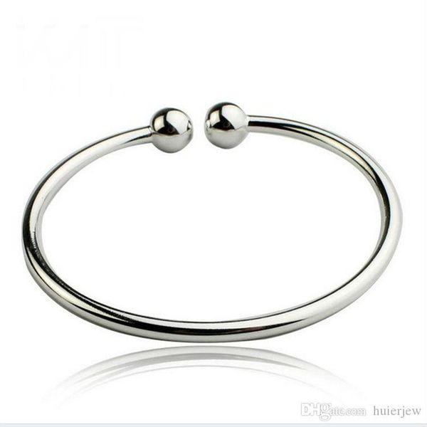 

925 sterling silver bangle bracelets open charm bracelet cuff bangle, Black