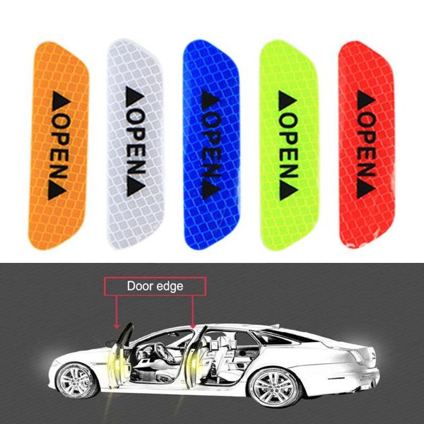 

4шт двери автомобиля открыть стикер светоотражающие ленты безопасности предупреждение наклейки светоотражающие полосы безопасности автомобил