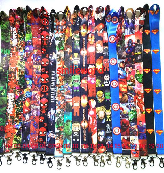 

Wholesale 100pcs Popular Cartoon Super hero Avengers Neck Lanyards Keychain ID Badge Holder