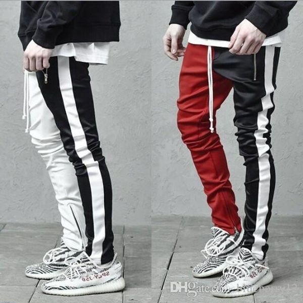 

мужские joggers high street casual color matching спортивные штаны hot hip hop продажа тонкий joggers streetwear, Black