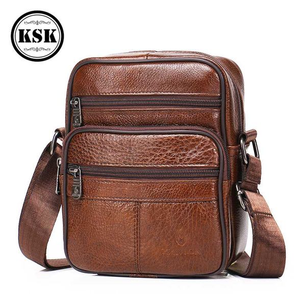 

men's leather small messenger bag genuine leather crossbody bags satchels multifunctional crossbody shoulder bag ksk