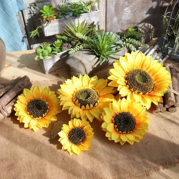 

Sunflower Artificial Flowers Silk Sunflower Heads Wedding Flowers For Home Event DIY Decorations Supplies False Flower Many Size Available